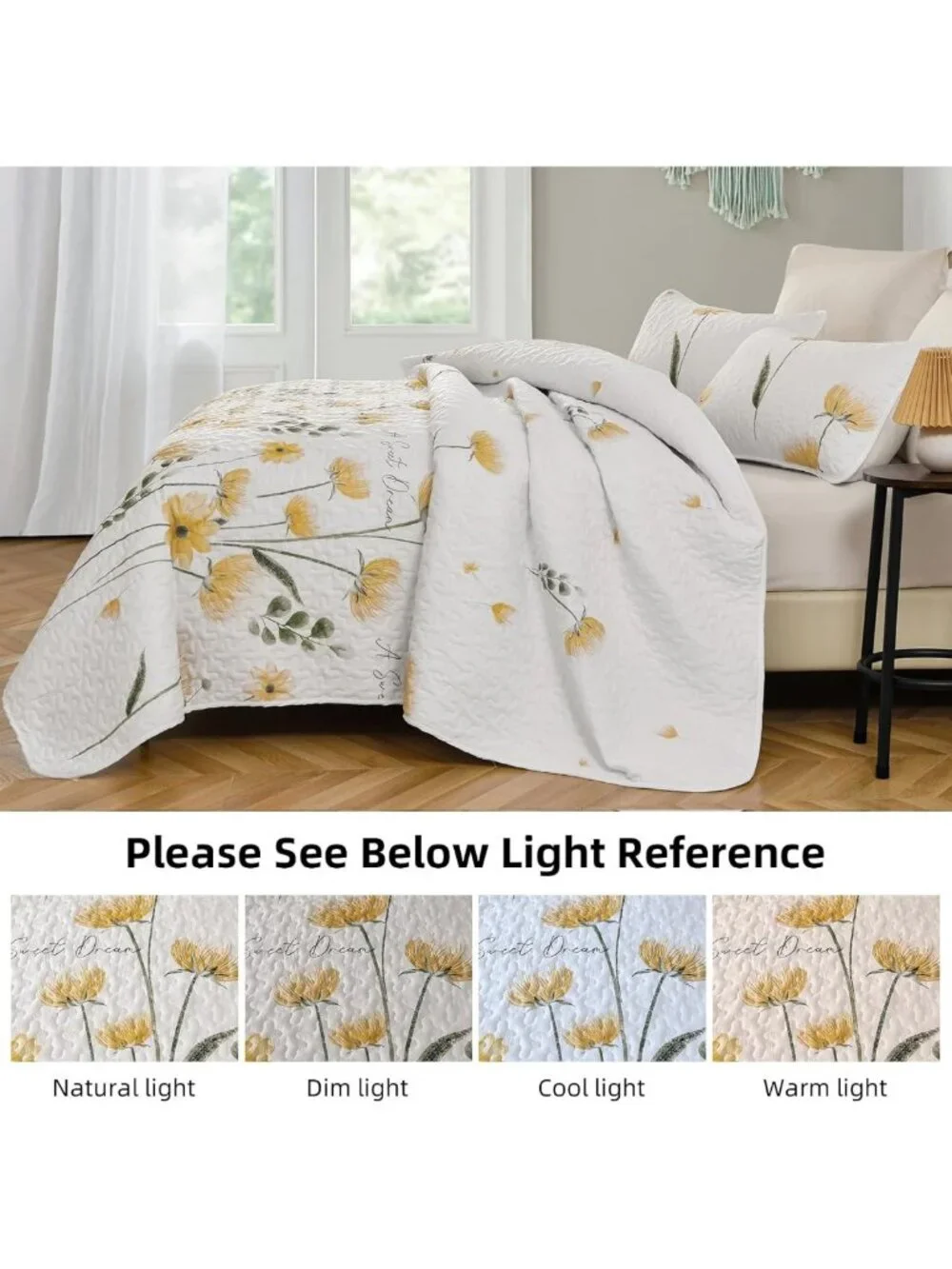 King Floral Quilt Set - Lightweight Reversible Bedding, Soft Microfiber